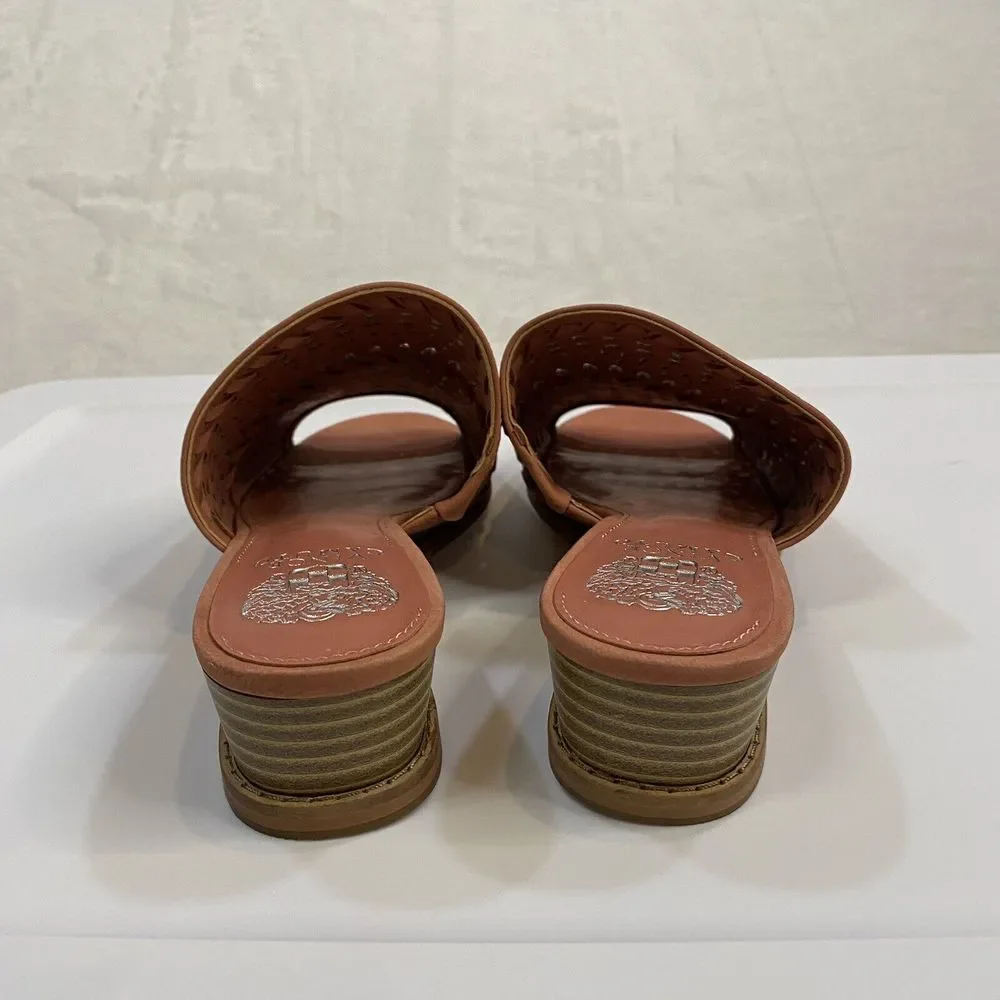 Vince‎ Camuto Leather Wedge Slide Wide Sandals Sushi 8 Wide NWOT